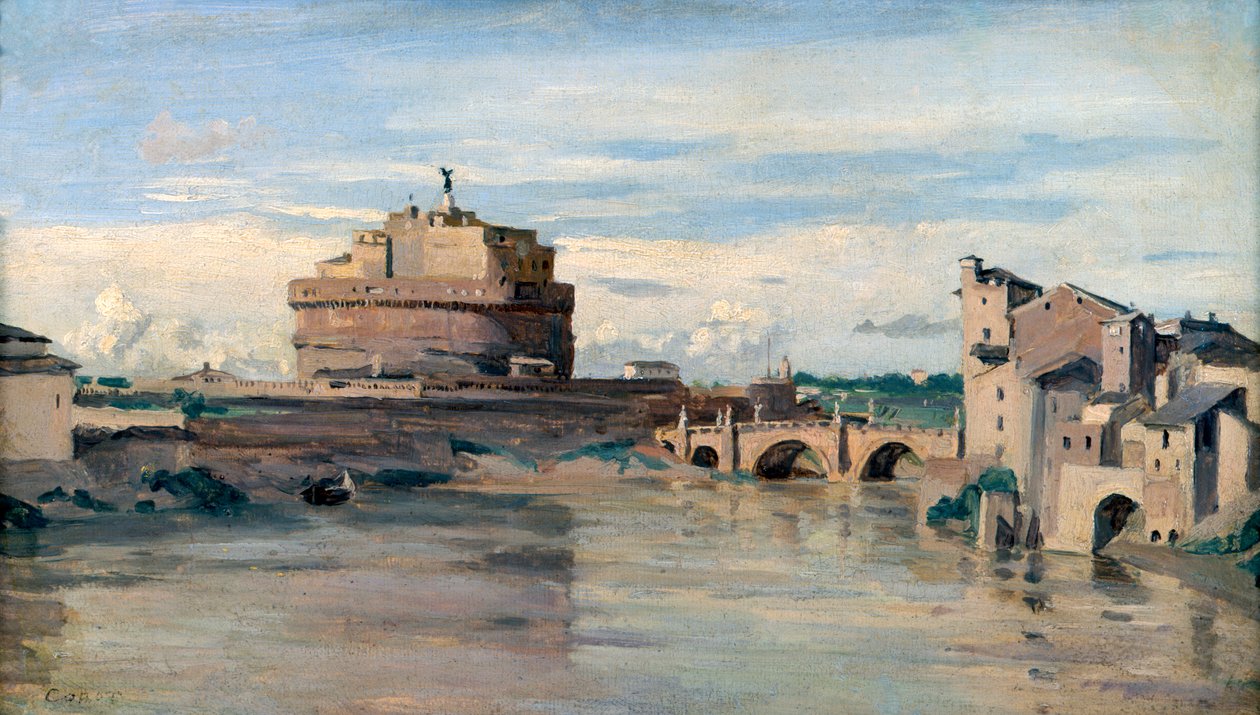Castel Sant Angelo e o rio Tibre, Roma, c1816-1875 de Jean Baptiste Camille Corot