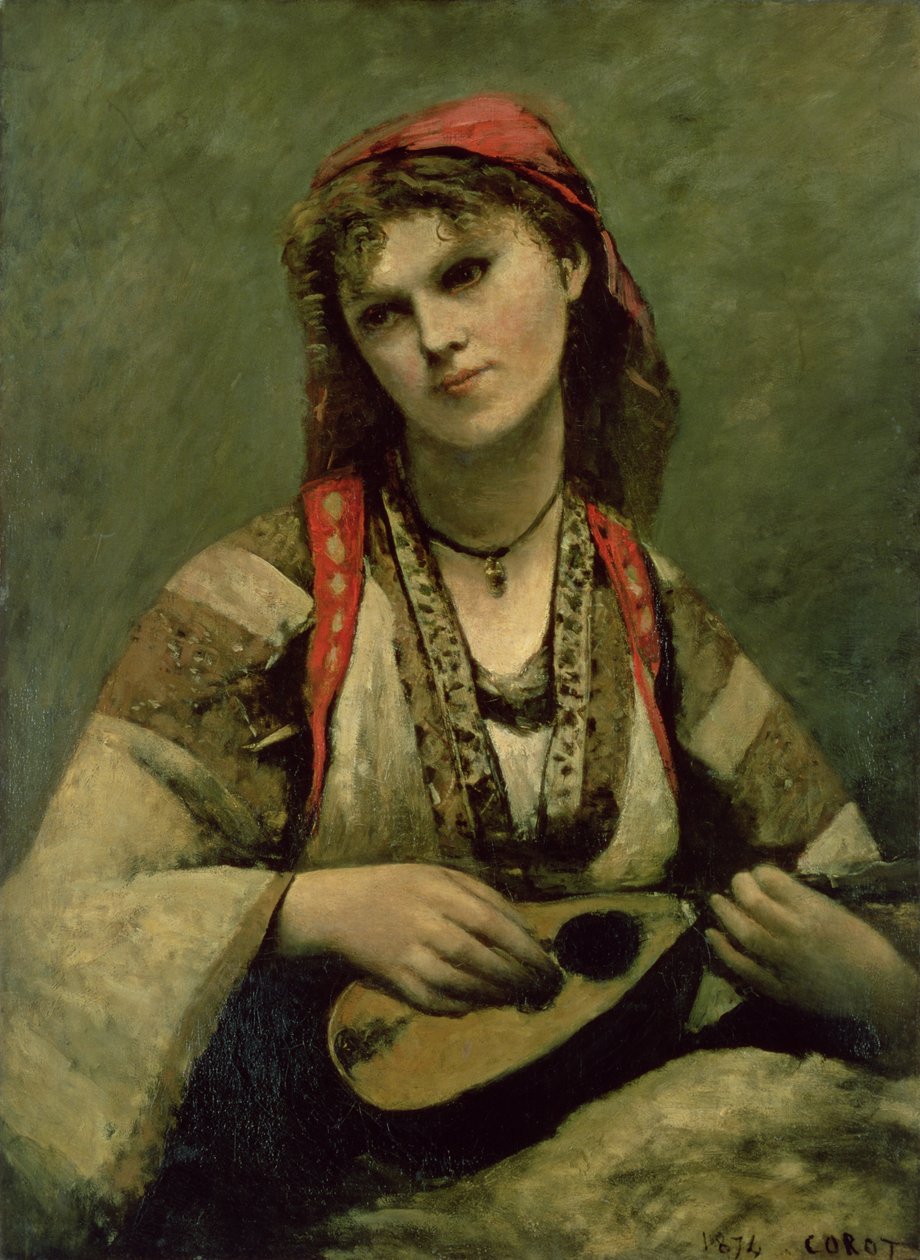 Christine Nilson (1843-1921) ou A Boémia com um Bandolim de Jean Baptiste Camille Corot