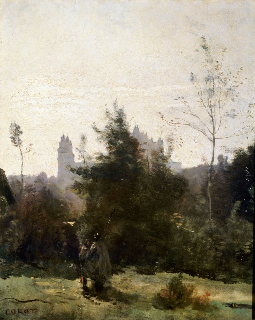 Castelo de Pierrefonds, década de 1860. de Jean Baptiste Camille Corot