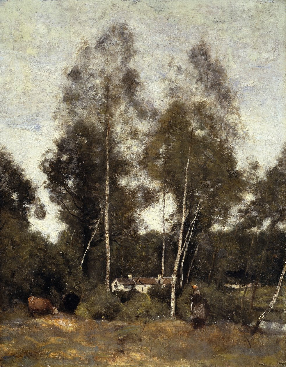 Clairiere Pierre du Bois, o Evaux, perto de Chateau-Thierry; Clairiere du Bois Pierre, em Evaux, perto de Chateau-Thierry, c.1855-65 de Jean Baptiste Camille Corot