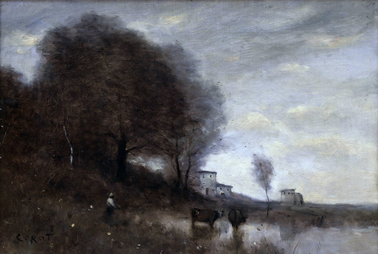 Paisagem campestre (óleo sobre tela) de Jean Baptiste Camille Corot