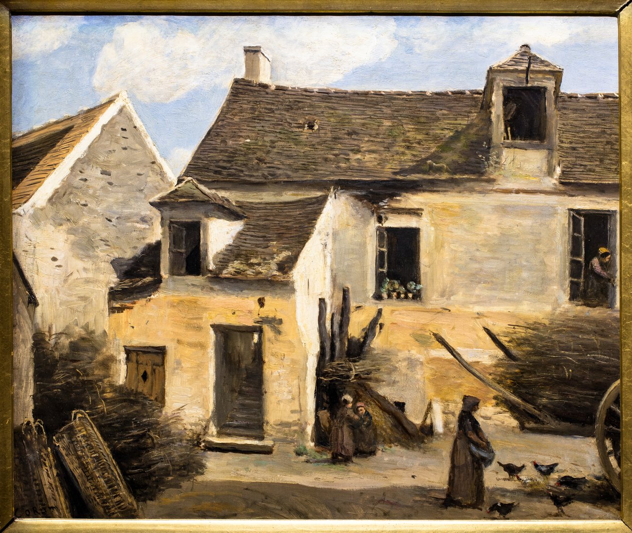 Pátio de uma casa perto de Paris de Jean Baptiste Camille Corot