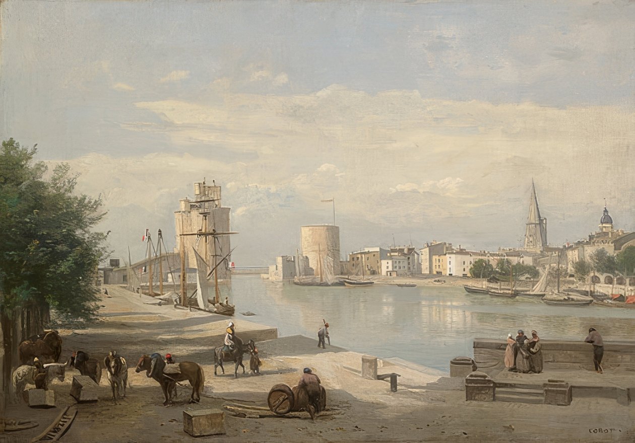 O porto de La Rochelle. 1851 de Jean Baptiste Camille Corot