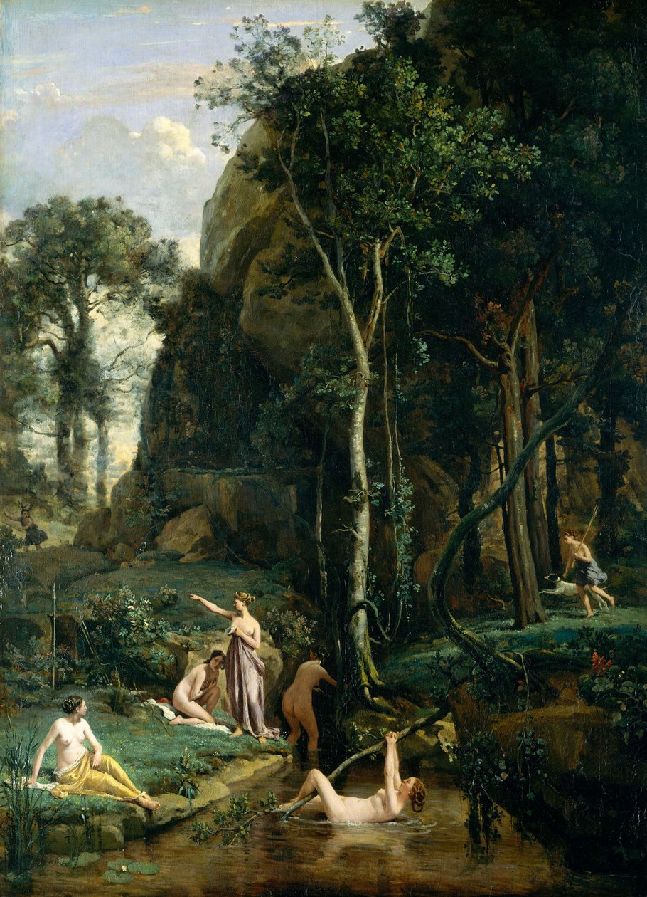 Diana e Actaeon (Diana Surprised in Her Bath) de Jean Baptiste Camille Corot