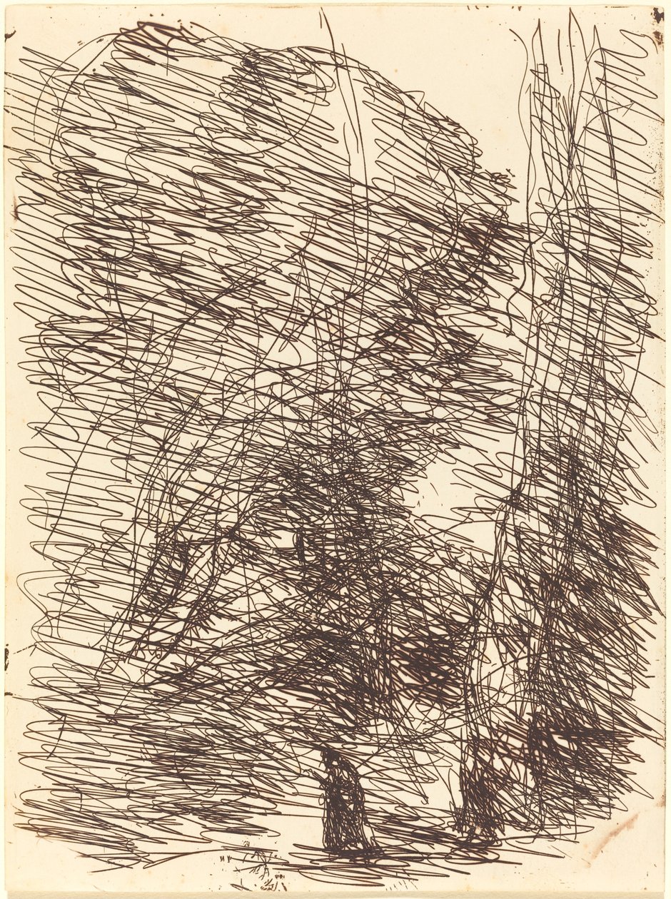 Sonhador sob árvores altas de Jean Baptiste Camille Corot