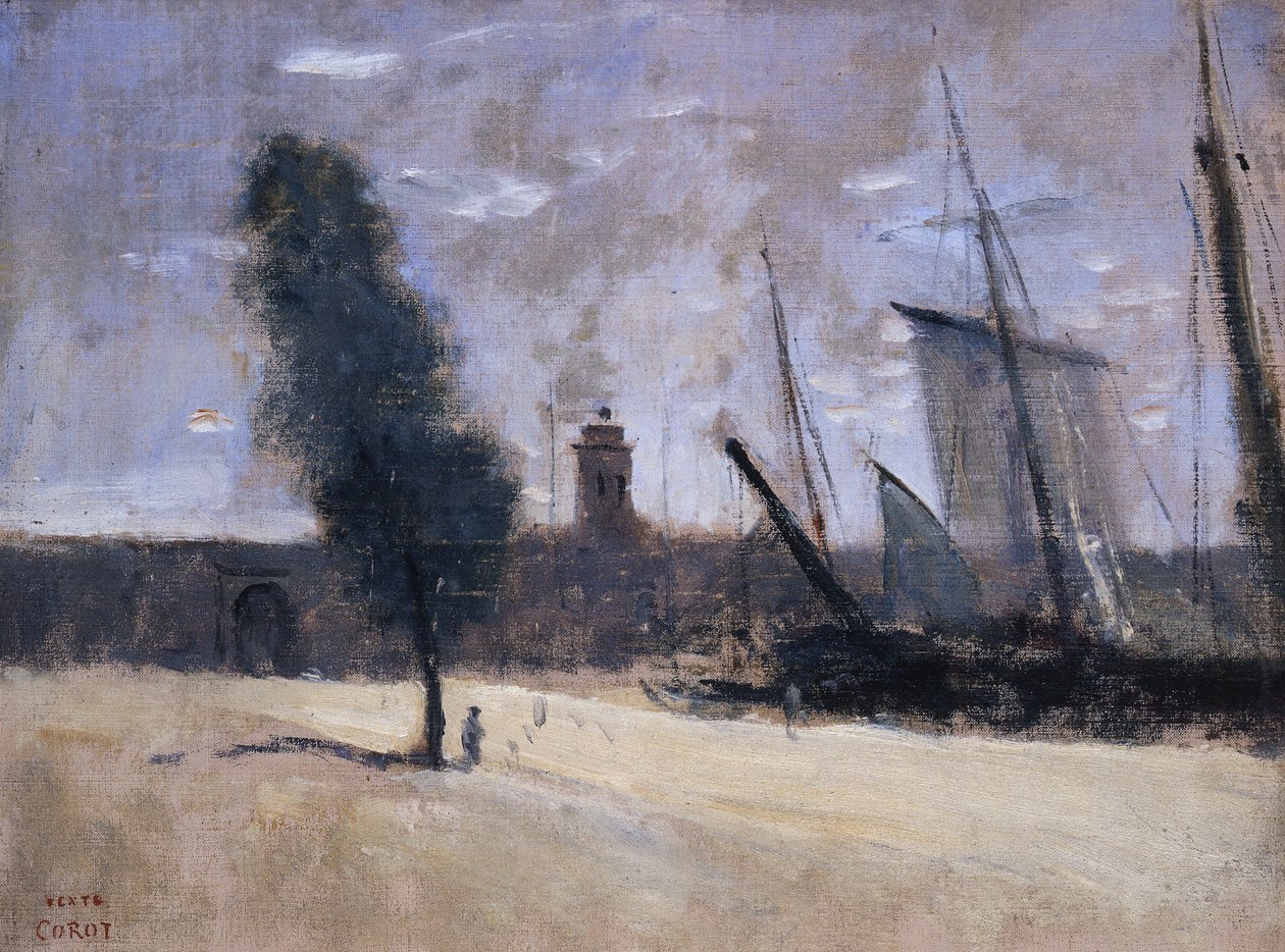 Dunquerque, muralhas e entrada para o porto de Jean Baptiste Camille Corot