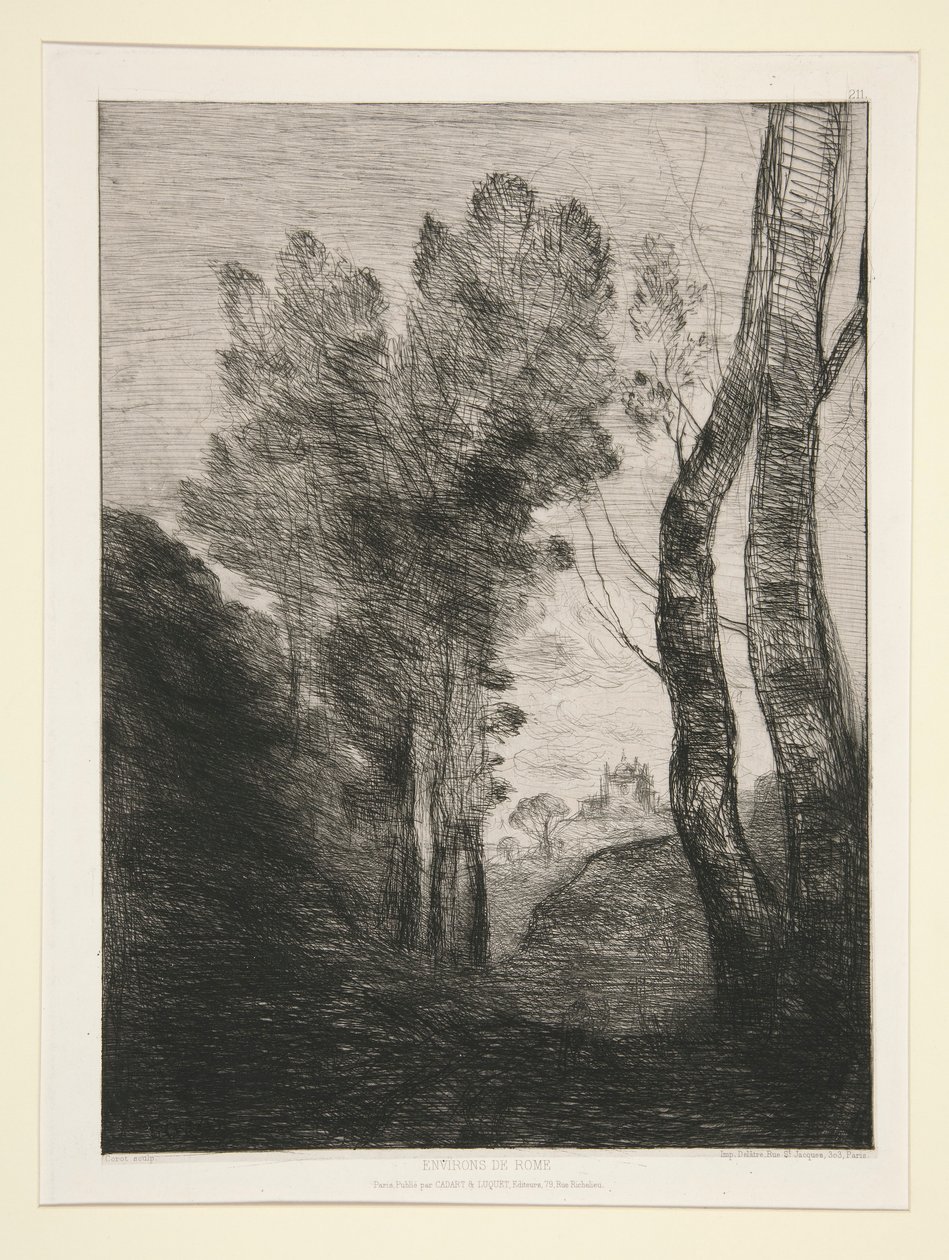 Arredores de Roma (perto de Roma) de Jean Baptiste Camille Corot