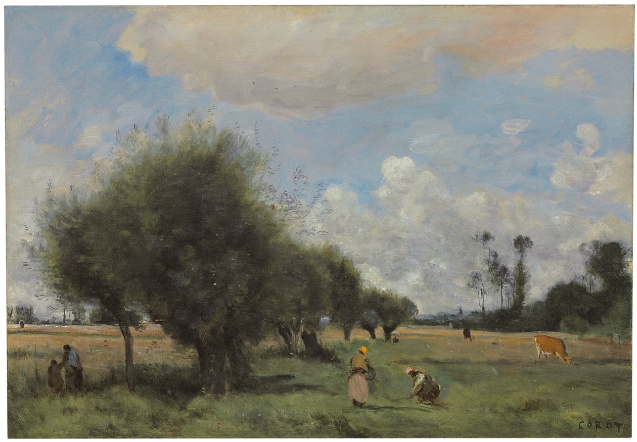 Campos em Étampes, c.1855-60 de Jean Baptiste Camille Corot