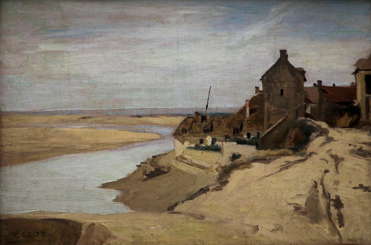 Casas de pescadores em Trouville de Jean-Baptiste-Camille Corot