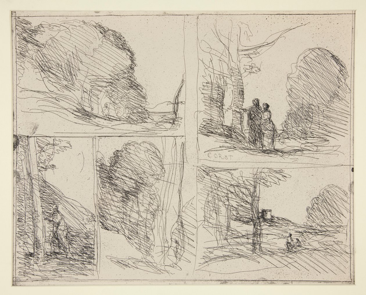 Cinco Esboços: 1. Le Jardin de P?ricl?s (O Jardim de Péricles) 2. L de Jean Baptiste Camille Corot