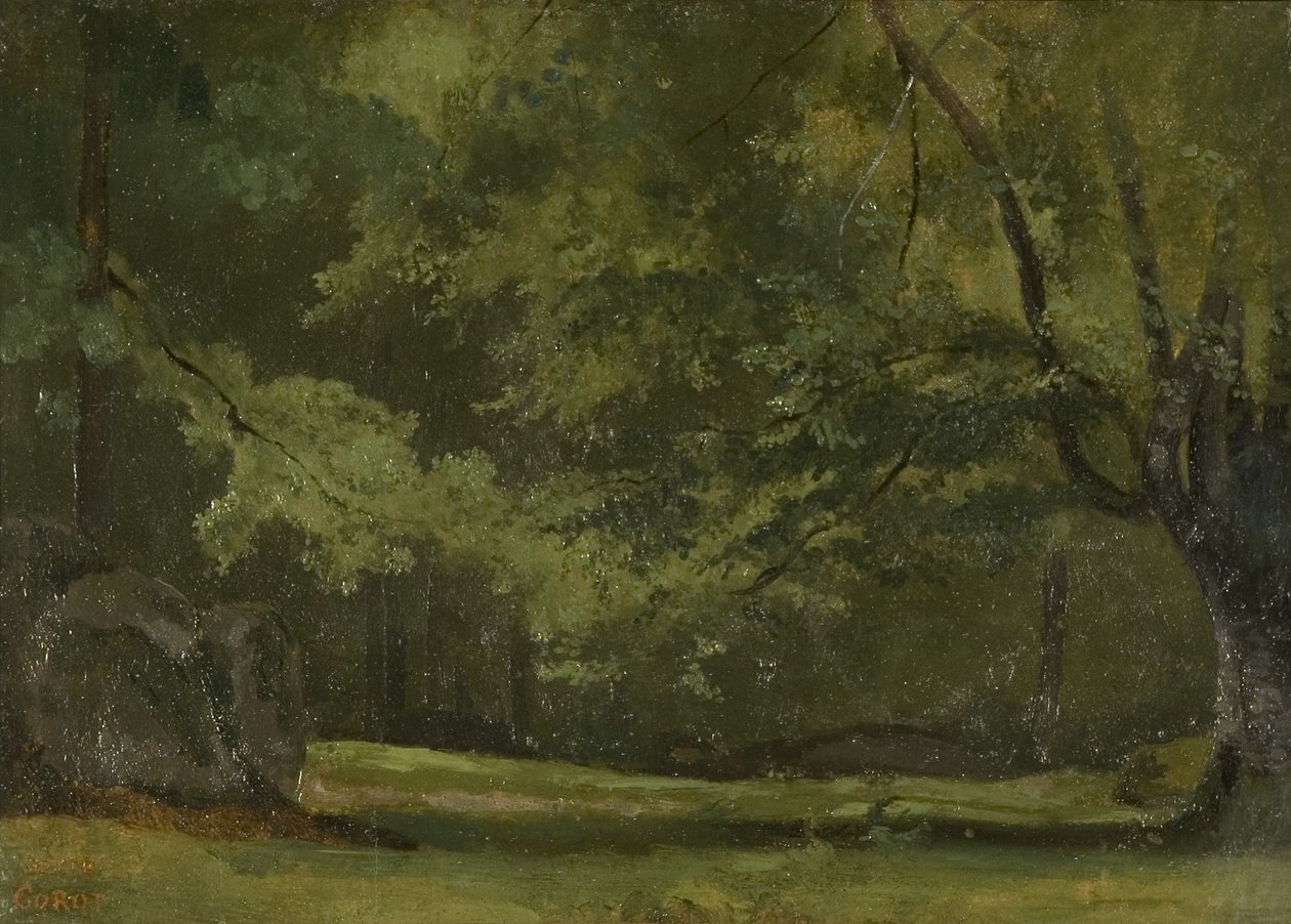 Fontainebleau - na floresta, c. 1823-24 de Jean Baptiste Camille Corot