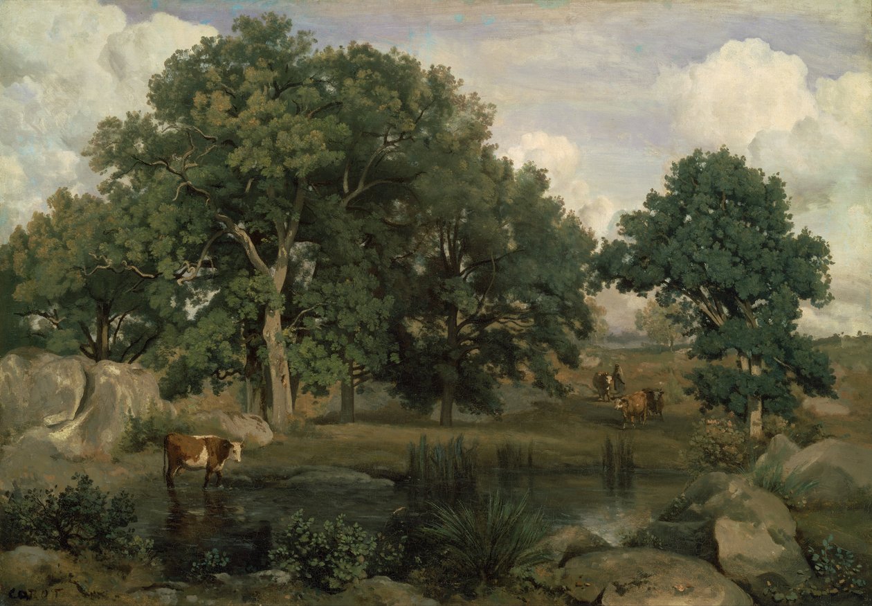 Francês: Forêt de Fontainebleau Floresta de Fontainebleau de Jean Baptiste Camille Corot