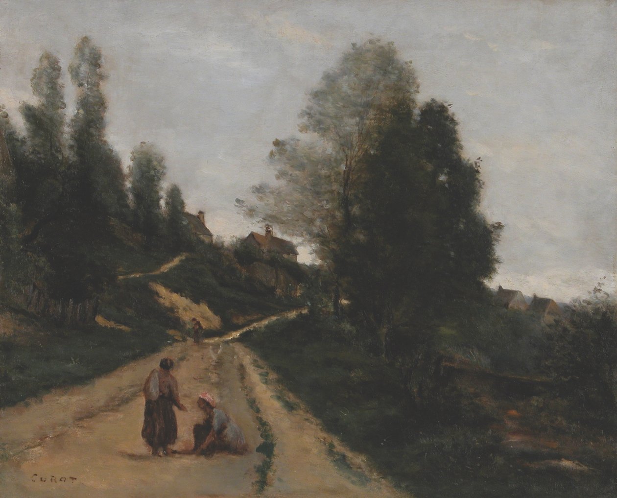 Francês: Gouvieux, près Chantilly. Caminho ascendente de Jean Baptiste Camille Corot