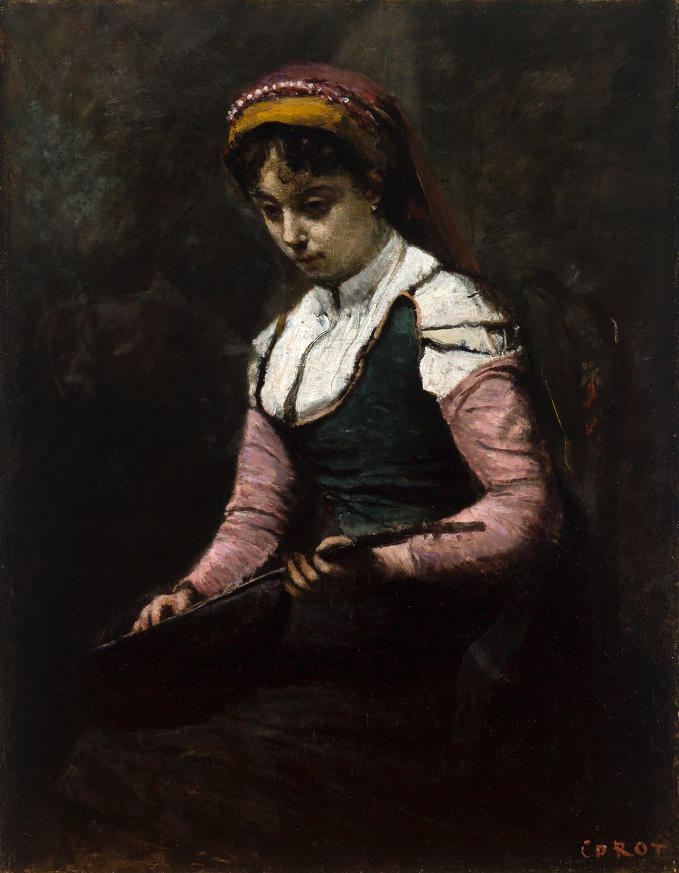 Rapariga com bandolim de Jean Baptiste Camille Corot