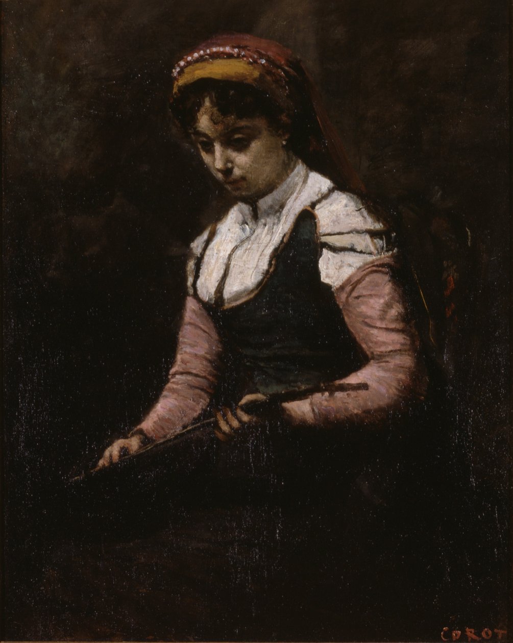 Rapariga com bandolim de Jean Baptiste Camille Corot