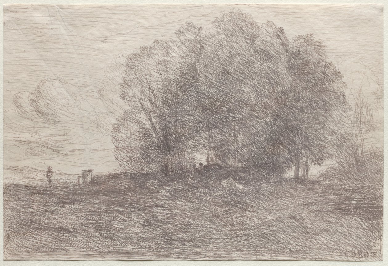Grupo de árvores de Jean Baptiste Camille Corot