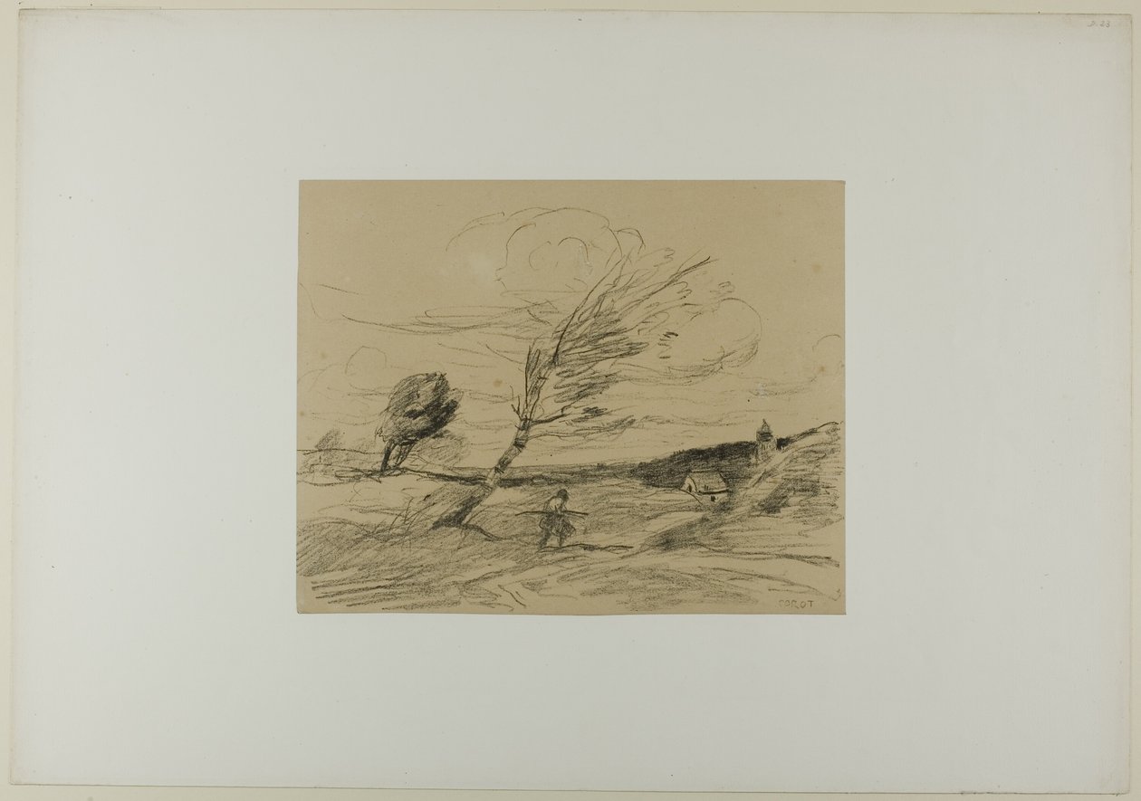 Rajada de Vento de Jean Baptiste Camille Corot
