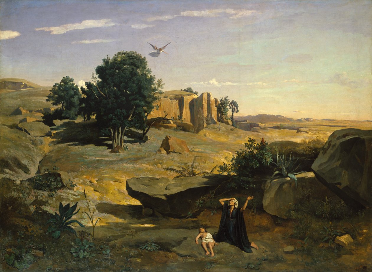 Hagar no deserto, 1835. de Jean Baptiste Camille Corot