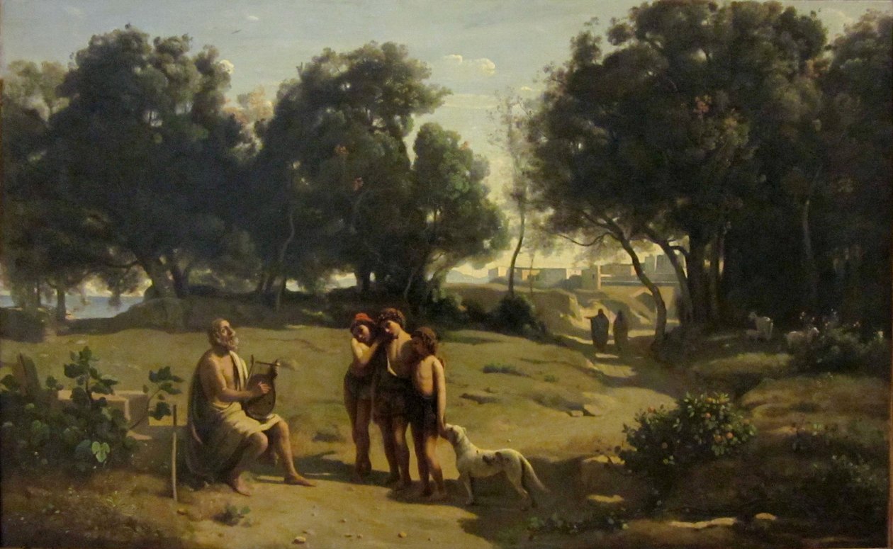 Homero e os pastores de Jean Baptiste Camille Corot