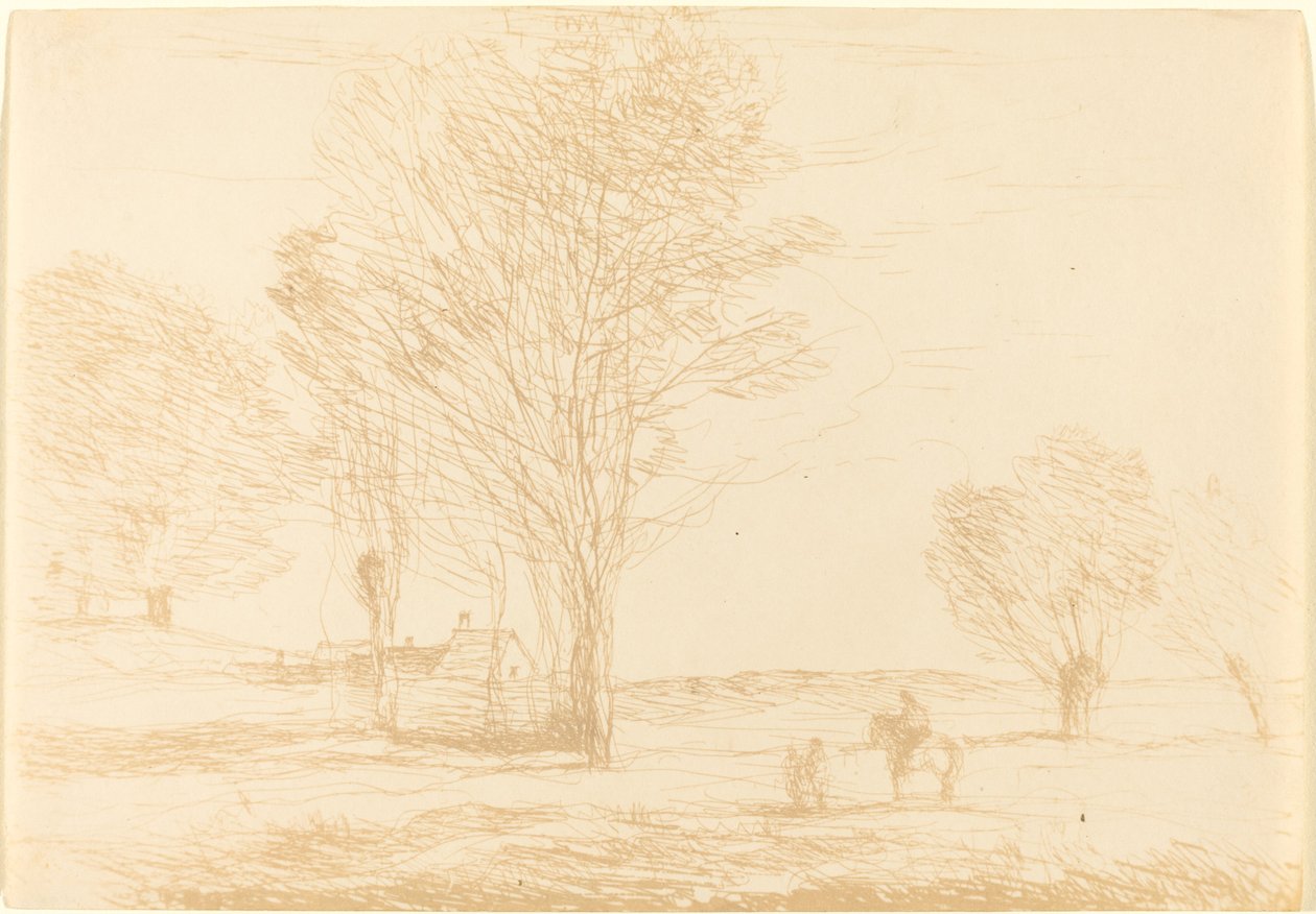 Horseman Halted in the Countryside (Cavalier arrete dans la campagna) de Jean Baptiste Camille Corot