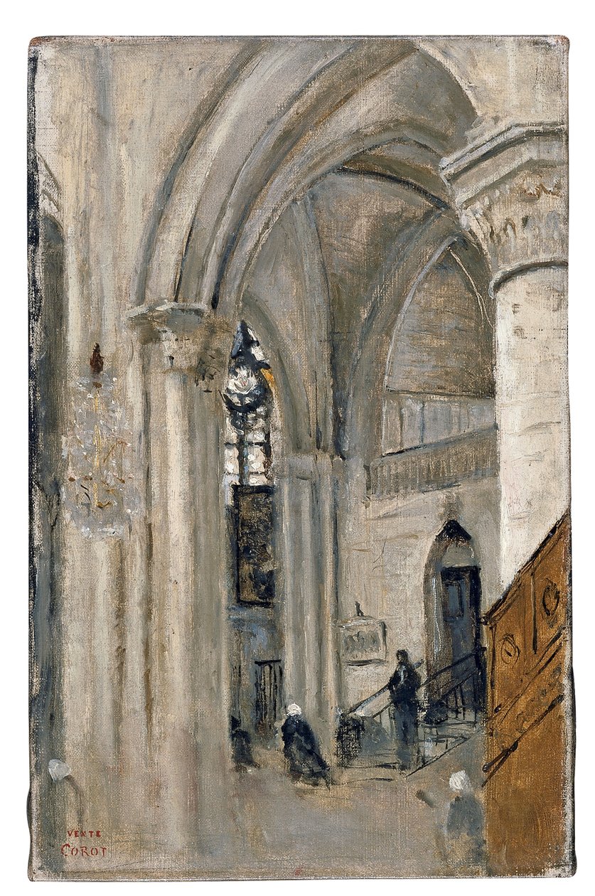 Interior da Igreja de Mantes de Jean Baptiste Camille Corot