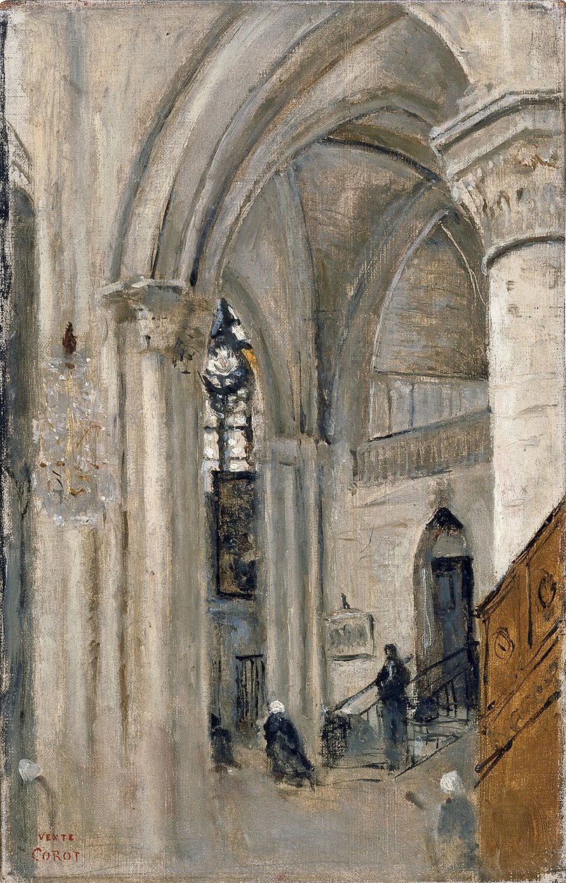 Interior da igreja em Mantes de Jean Baptiste Camille Corot