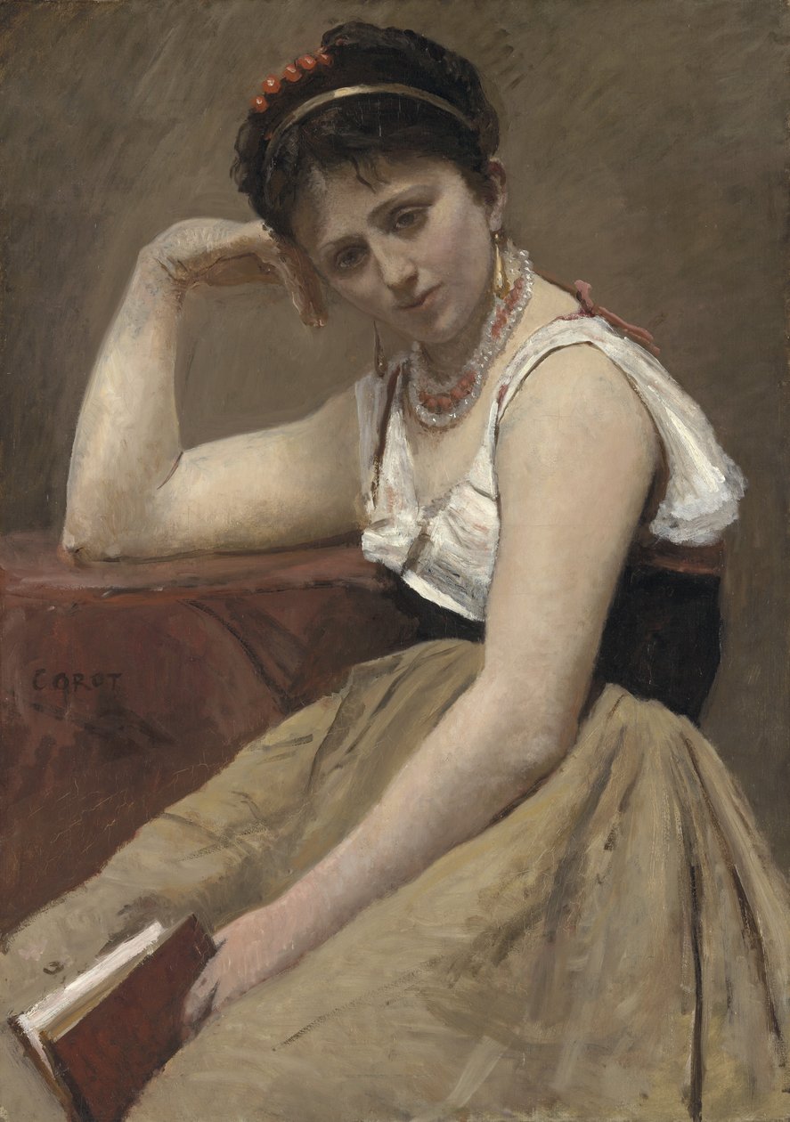 Leitura interrompida, c.1870 de Jean Baptiste Camille Corot