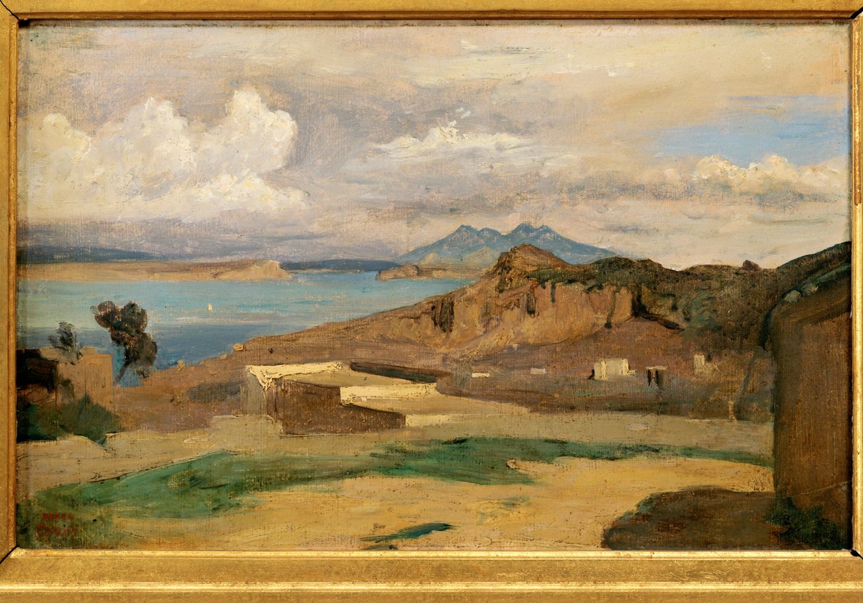 Ísquia, vista das encostas do monte Epomeo - Ísquia, vista ... de Jean Baptiste Camille Corot