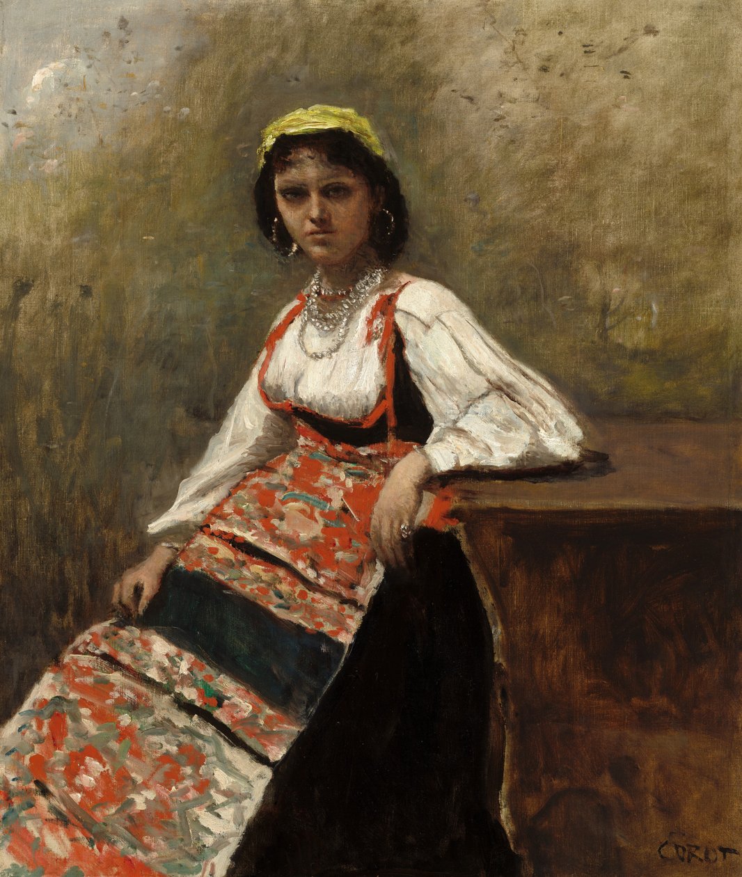 Mulher italiana La Morieri, c. 1872. de Jean Baptiste Camille Corot