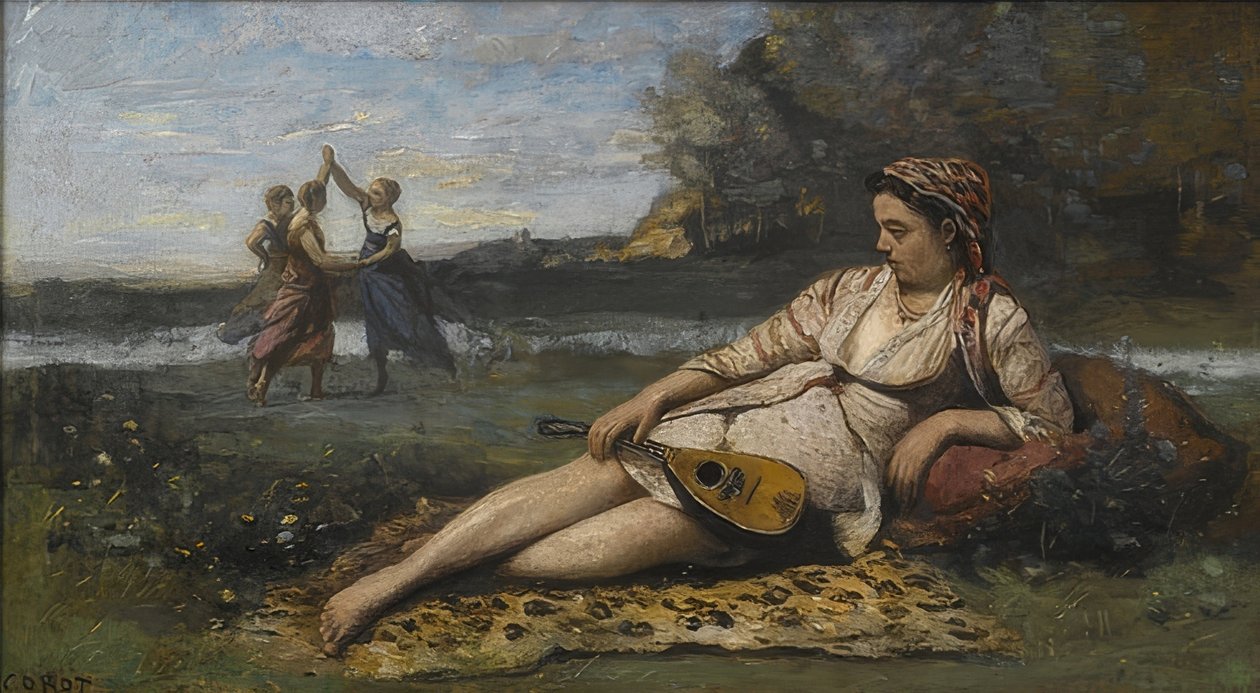 Moças de Esparta (Jeunes sentem a Esparta). Cerca de 1868-70 de Jean Baptiste Camille Corot