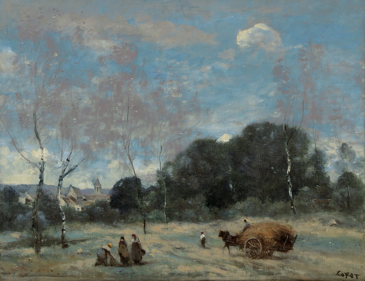 La Rentree des Foins a Marcoussis, 1870-74 de Jean Baptiste Camille Corot