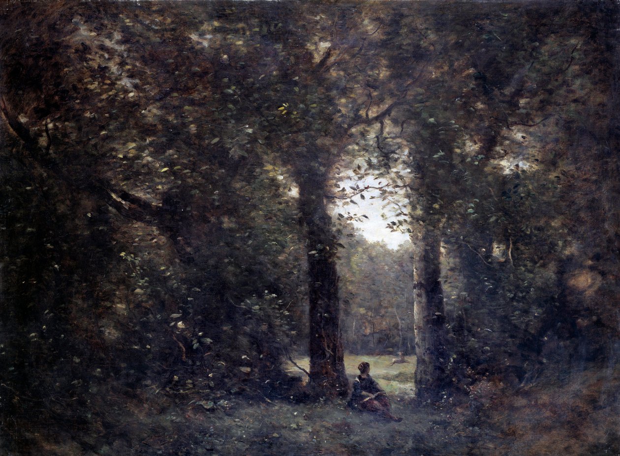 La cleriere, lembrança da cidade de Avray Painting de Camille Corot (1796-1875) Sol do século XIX. 1x1,34 m . de Jean Baptiste Camille Corot