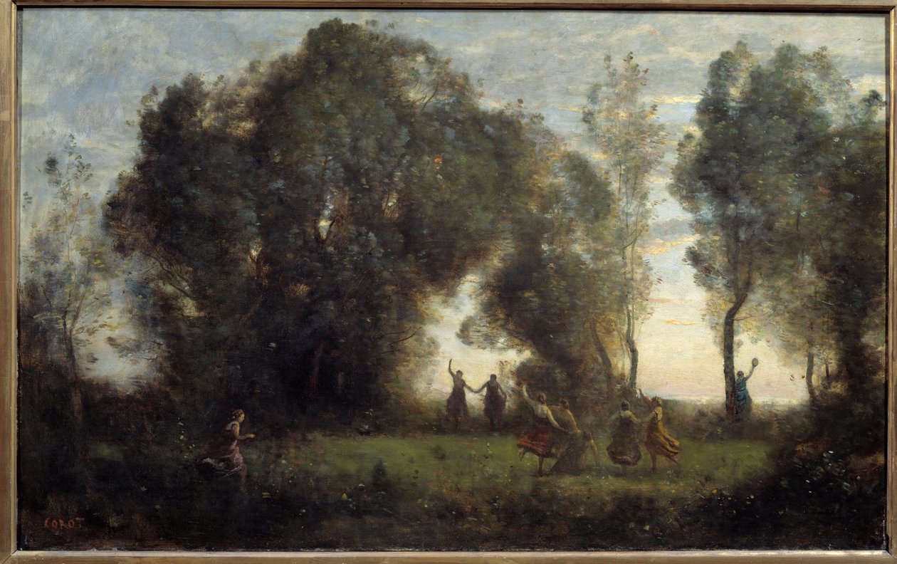 A Dança das Ninfas pintura de Camille Corot (1796-1875) 1860 Sol. 0,47x0,77 m Paris, musee d