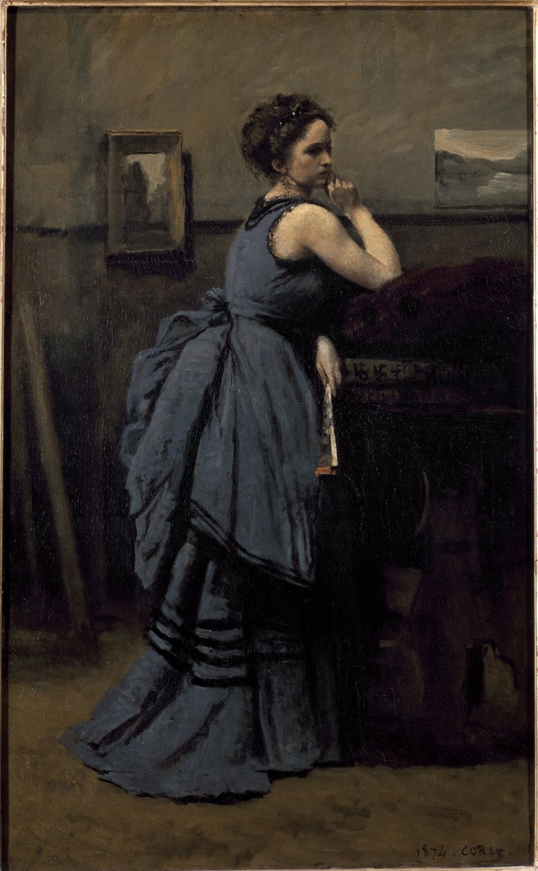 Dama de azul (óleo sobre tela de Jean Baptiste Camille Corot