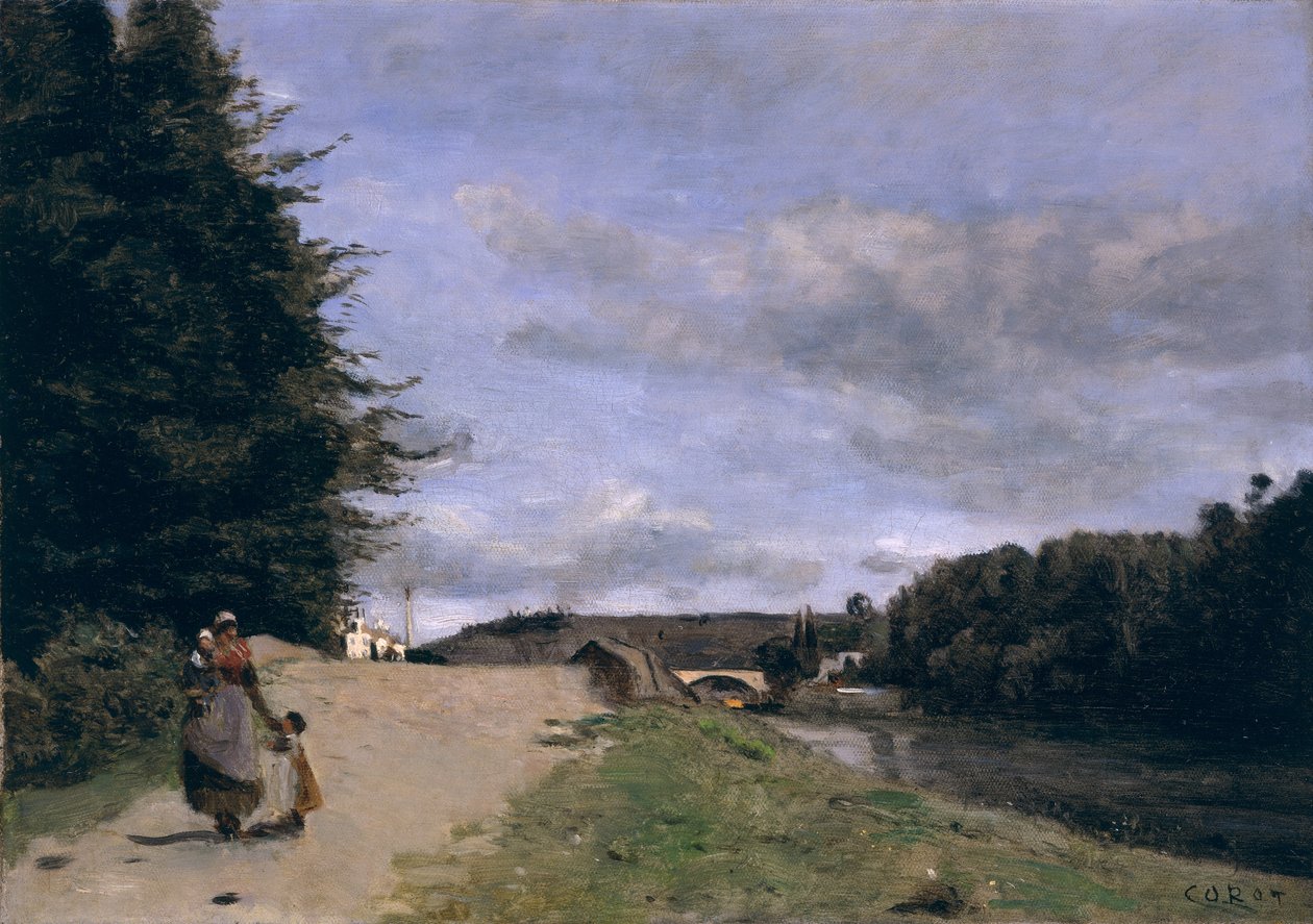 Paisagem com mãe e filhos de Jean Baptiste Camille Corot