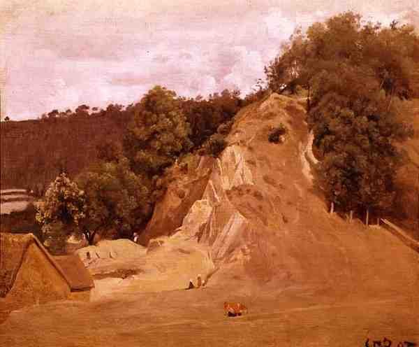 Paisagem com mulheres camponesas e uma vaca (óleo sobre tela) de Jean Baptiste Camille Corot