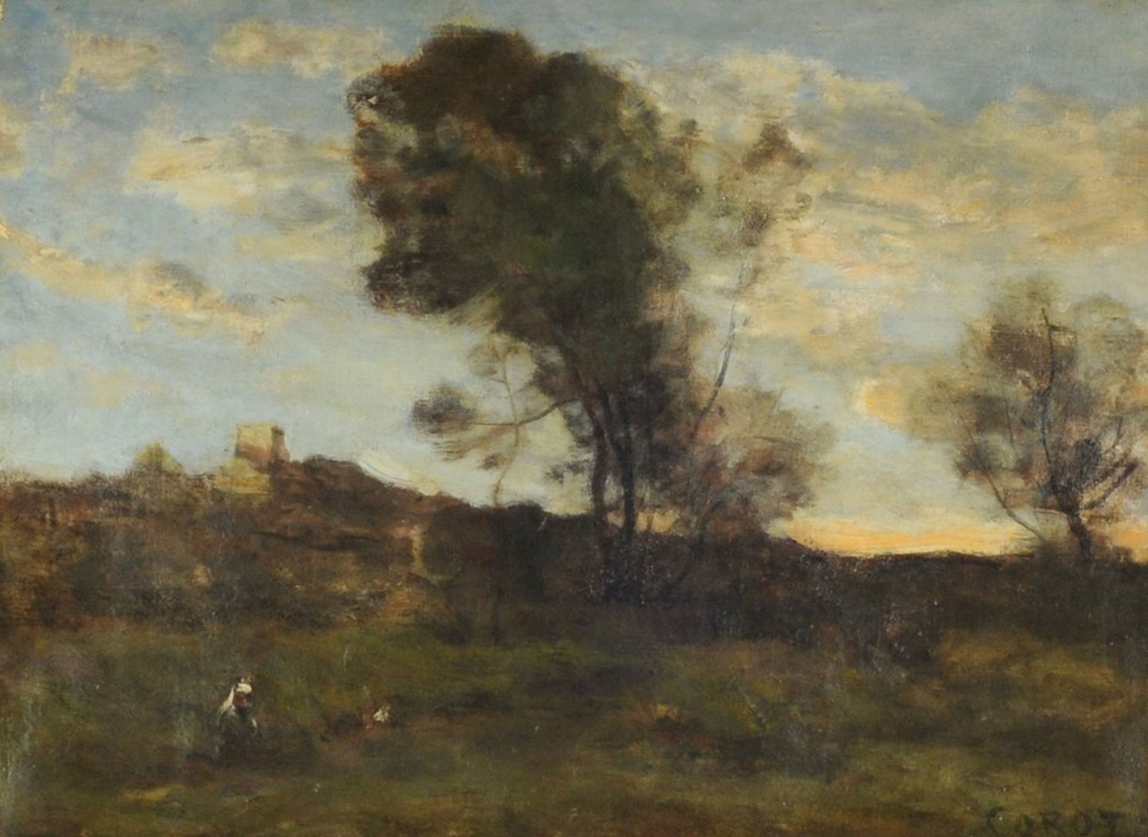 Últimos raios de sol, c.1870 (óleo sobre tela) de Jean Baptiste Camille Corot