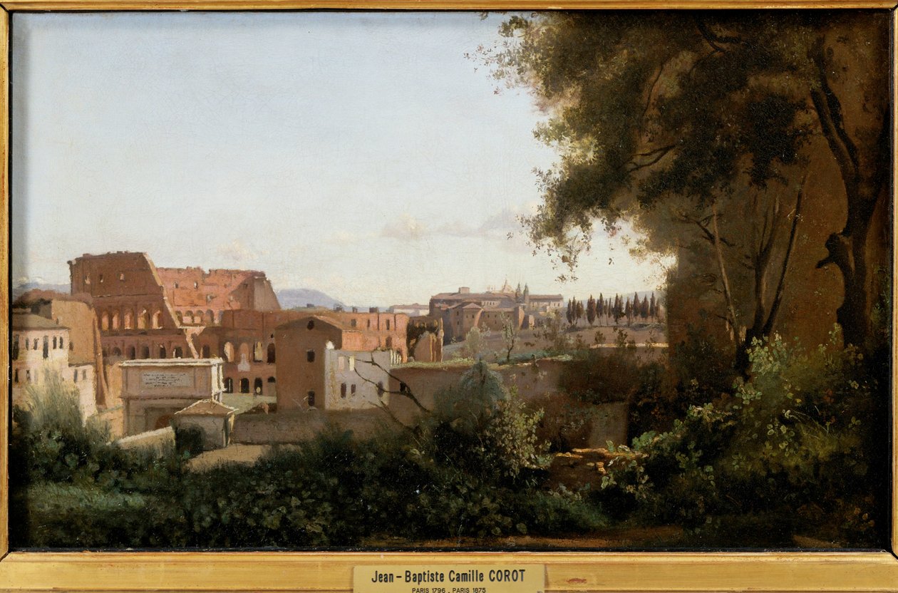 Le Colisee vu des jardins Farnese - O Coliseu, visto dos jardins Farnese ... de Jean Baptiste Camille Corot