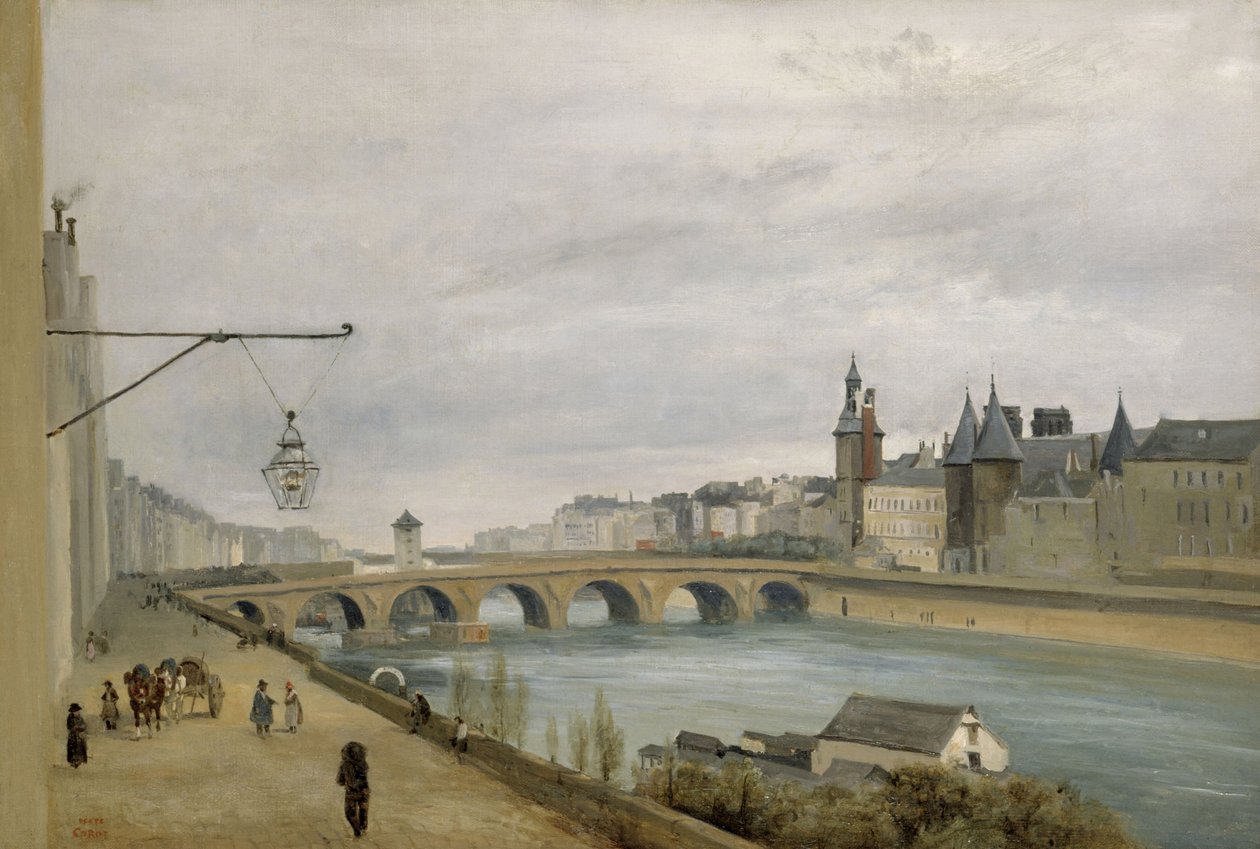 A Pont au Change, vista do Quai de Gesvres (1830), ca. 1830 (óleo sobre tela) de Jean Baptiste Camille Corot