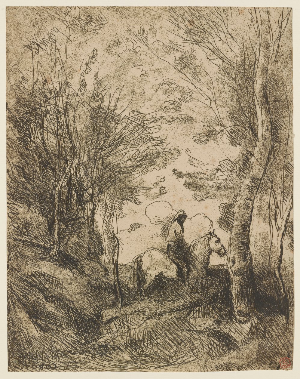 Le grand cavalier sous bois (O Grande Cavaleiro na Floresta) de Jean Baptiste Camille Corot