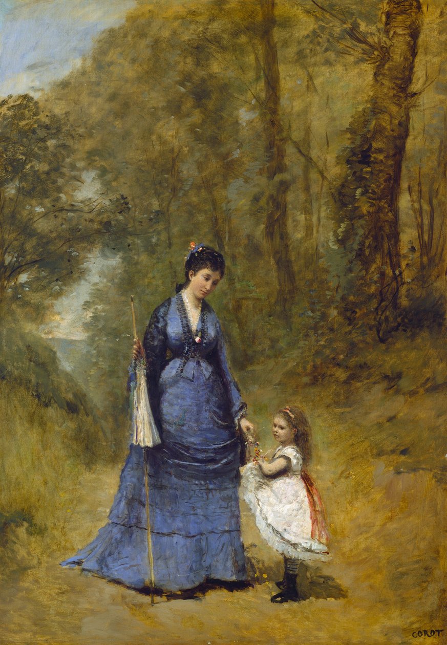 Madame Stumpf e sua filha, 1872. de Jean Baptiste Camille Corot