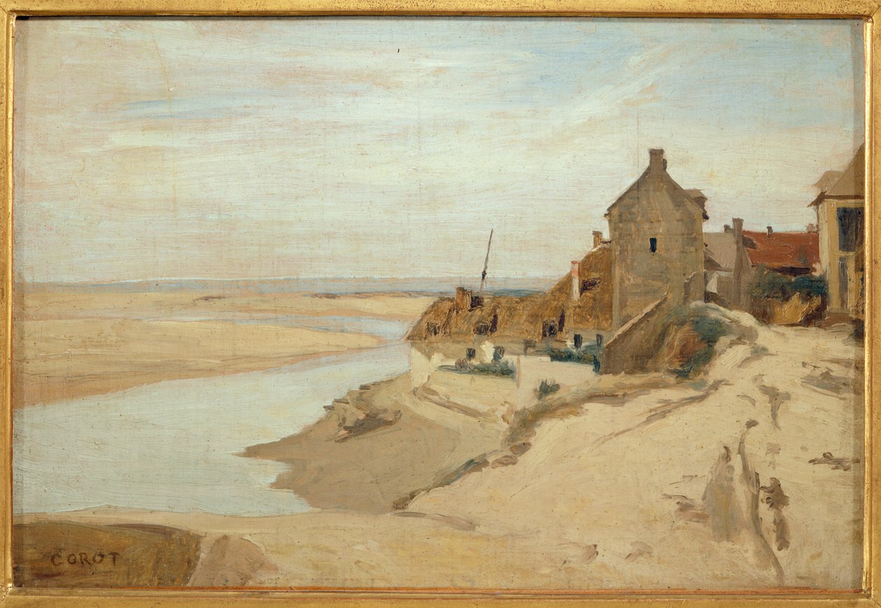 Casas de campo de pescadores em Sainte-Adresse ... de Jean Baptiste Camille Corot