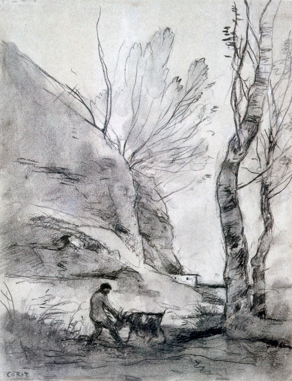 Homem lutando com uma cabra, c1816-1875 de Jean Baptiste Camille Corot