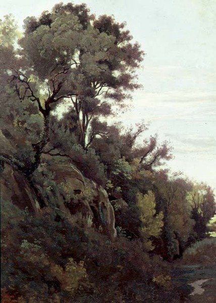Marino - Árvores e Rochas de Jean Baptiste Camille Corot