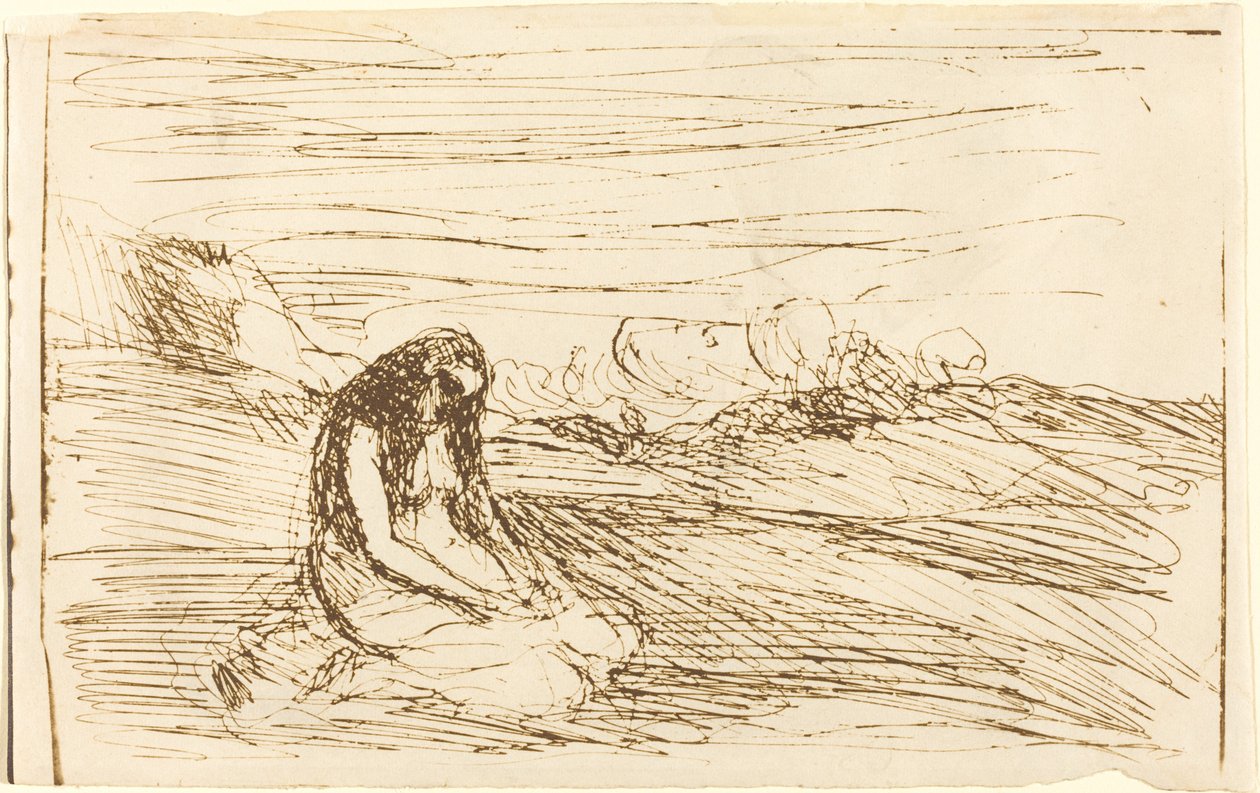 Maria Madalena em Meditação Madeleine en Meditation, 1858. de Jean Baptiste Camille Corot