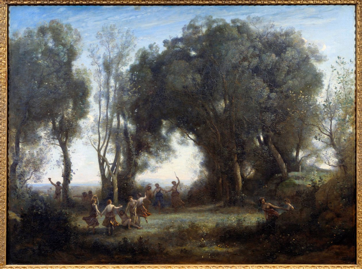 Matiné, dança das ninfas. Pintura de Camille Corot (1796-1875) de Jean Baptiste Camille Corot