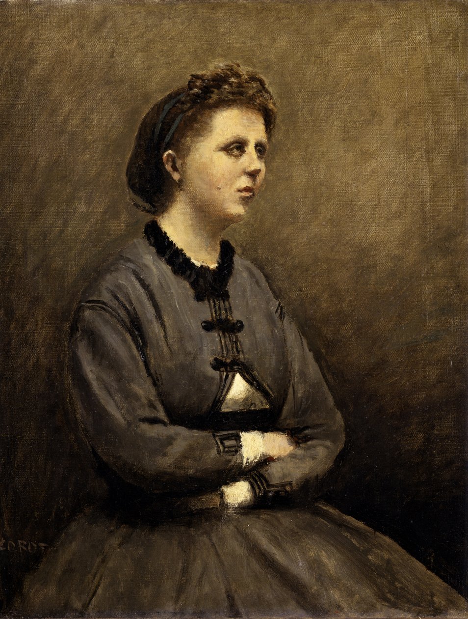 Mme de Larochenoire, esposa do pintor de Jean Baptiste Camille Corot