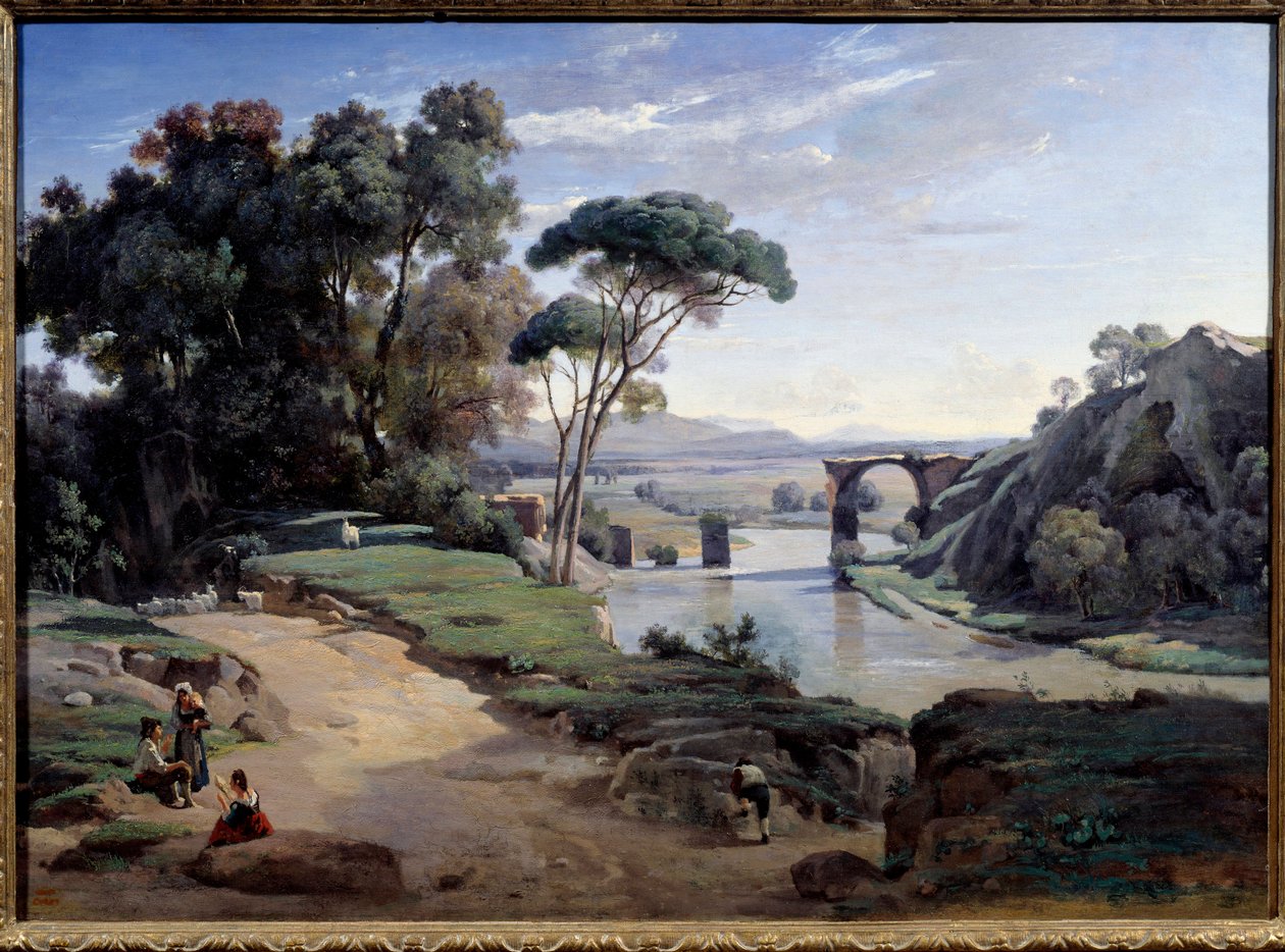 Ponte Narni, perto de Roma. Pintura de Camille Corot (1796-1875) de Jean Baptiste Camille Corot