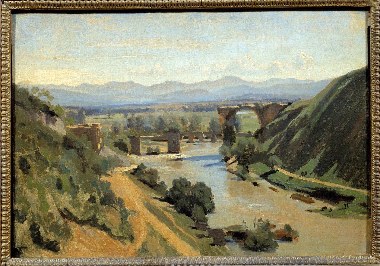 Ponte Narni perto de Roma pintura de Camille Corot (1796-1875) 1826 Sol. 0,34x0,48 m de Jean Baptiste Camille Corot
