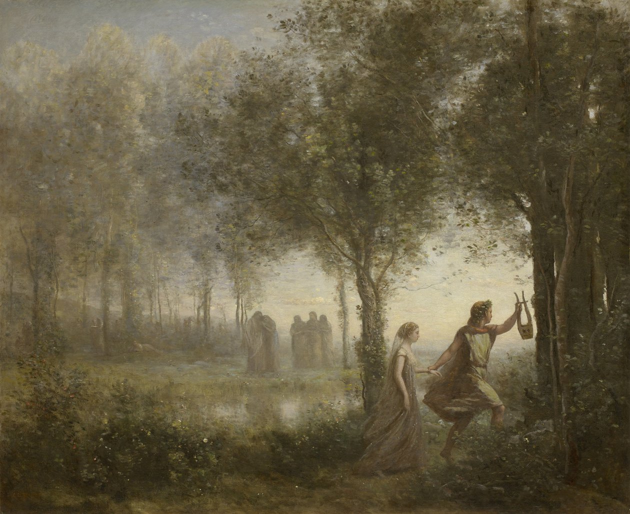 Orfeu liderando Eurídice do submundo, 1861 de Jean Baptiste Camille Corot